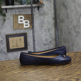 Lauren Ralph Lauren Womens Jayna Flat Leather Bow Refined Navy Blue 6.5B