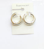 Francesca's Chunky Huggie Hoop Earrings Silver Gray 1"