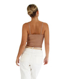 Belle & Bloom Womens Sleeveless All I Need Knit Crop Top Oat Brown L