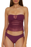 Becca Womens Muse Hadlee Bandeau Mesh Overlay Tankini Top Aubergine Purple XL