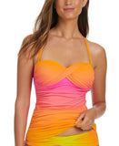 Bleu By Rod Beattie the Heat Bandeau Tankini Swimsuit Top Rosa Pink Multi 14