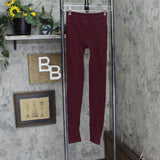 Hippe Rose Womens Knit Ribbed Fleece Lined Leggings Berry Purple M