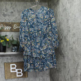 City Studios Juniors Tiered Chiffon Fit & Flare Dress Teal Blue / Rust XL