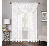 Regal Home Lombardi Floral Rod Pocket Sheer Single Curtain Panel White 50x84