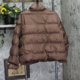 Wild Fable Bow Gingham Puffer Jacket 94658833 Brown Check 2XL