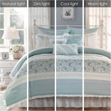 Madison Park Dawn Reversible 9-Pc. Duvet Cover Set MP12-389 Aqua Blue Queen
