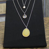 New York & Company Triple Tier Multi Pendant Necklace Silver Gray Multi 17" + 3"