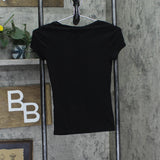Polly & Esther Juniors Solid Scoop-Neck Stretch Skimmer Top Black M