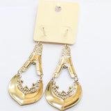 Melody Womens Fashion Enamel Filigree Teardrop Earrings Gold / Black 3.5"