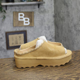 Bearpaw Navigate Open Toe Slide Platform Suede Sandals 1009137032 Iced Coffee 8M