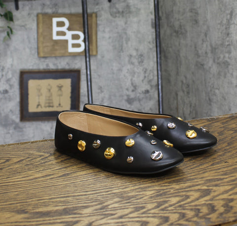 INC International Concepts Womens Rachany Hardware Flats Black Smooth 8M