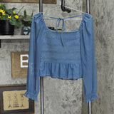 Lc Lauren Conrad Womens Smocked Peplum Top WL23K028RS