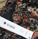 Aqua Womens Floral Satin Burnout Long Sleeve Maxi Dress IDO12879 Black Multi M
