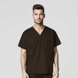 Wonderwink Womens Unisex V-Neck Top Shirt Chocolate Brown XS