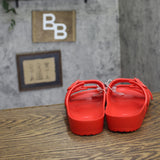 Shade & Shore Womens Neida EVA Two Band Footbed Slide Sandals 83105499 Red 8M