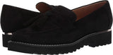 Franco Sarto Womens Carolynn Lug Sole Loafer with Tassel Detail Black Suede 8.5M