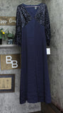 DKNY Womens Sequin Embellished Blouson-Sleeve Gown ED4EZA01 Spring Navy 4
