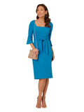 Adrianna Papell Womens Bell Sleeve Tie Front Dress Deep Cerulean Blue 4