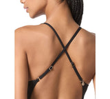 Michael Michael Kors Womens Lace Cross Back One Piece Swimsuit Black / Brown 14