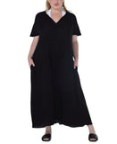 Raviya Short-Sleeve Textured Cover Up Dress 76672X Black 2X