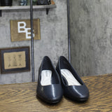 Easy Street Womens Block Heel Faux Leather Pumps PRIM Navy Blue 7M