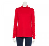 Croft & Barrow Women's Essential Long-Sleeve Mockneck Top Cherry Red XXL