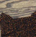 Mango Slitted Smocked Printed Balloon Sleeve Sheath Dress Black / Brown Multi 16