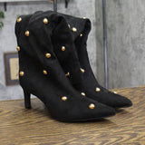A New Day Justice Studded Faux Suede Mid-Calf Boots Jet Black / Gold 7.5M