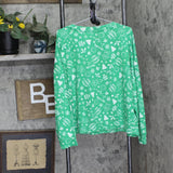 Jenni Womens Long-Sleeve Pajama Shirt Top 100173606MS Doodle Holiday Green 2XL
