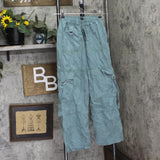 Wild Fable Womens Mid-Rise Wide Leg Cargo Pants 90845392 Turquoise Blue XXS