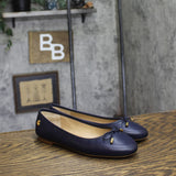 Lauren Ralph Lauren Womens Jayna Flat Leather Bow Refined Navy Blue 6.5B