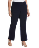 Rafaella Womens Plus Size Curvy Fit Bootcut Pants with Pockets Navy Blue 18W