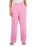 Charter Club Womens Luxury Pull-On Linen Elastic Waist Pants Bubble Bath Pink XL