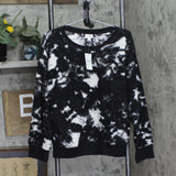 Jenni Womens Solid Sherpa Pajama Top 100154919MS Tie-Dye Black L