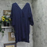 Lauren Ralph Lauren Tunic Swim Cover Up Dress 20151080W Dark Navy Blue 3X