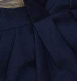 Xscape 3/4 Sleeve V-Neck Side Ruched Pleated Ruffled Gown Dress Midnight Blue 8