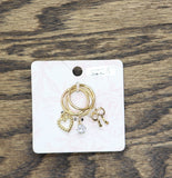 Francesca's 3-Pack Charm Rings with Heart, Bow and Stone Gold Yellow 6