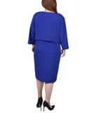 Ny Collection Colorblock 3/4 Sleeve Jacket Dress Set Cobalt Blue / White 16W