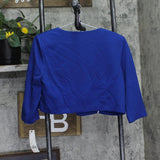 24Seven Petite Long Sleeve Button Closure Crop Jacket Blue / White 10P