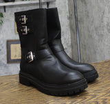 Sun + Stone Womens Onnyx Engineer Booties 10019660000 Black 8.5M