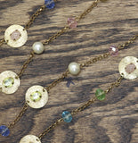 Erica Lyons Womens Long Beaded Coin Doubled Necklace Gold Multi 33.5" + 3"
