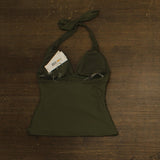 DKNY Halter V-Neck Shirred Tankini Top DIMKS215 Moss Green S