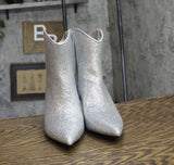 On 34th Womens Aatira Tulip Booties 10019682200 Silver Glitter Gray 7M