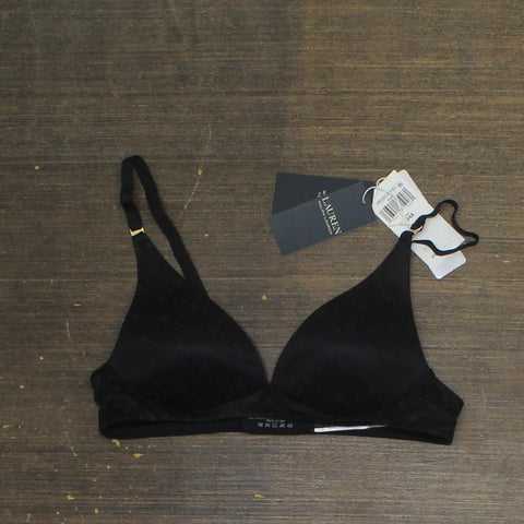 Lauren Ralph Lauren Womens Logo Wirefree T-Shirt Bra 4L0069 Black 34A