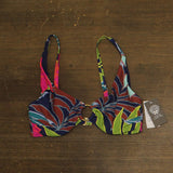 Vince Camuto Womens Floral Fiji Ring Bikini Top Swim V1J775 Blue Multi L