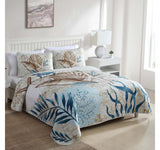 Caribbean Joe Coastal 3-Piece Quilt Set ENGQTSKGBLT Blue Sea Turtle King