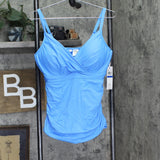 Anne Cole Surplice Twist Front Underwire Tankini Swim Top Arctic Blue 38DD / 40D