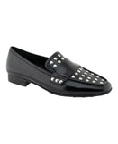 Aerosoles Womens Studded Tailored Loafer Faux Leather Black / Silver 8M