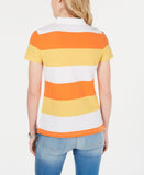Tommy Hilfiger Womens Rugby Striped Polo Shirt J9EHN257 Orange Multi M