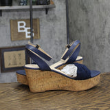 Jack Rogers Dumont Woven Rope Wedge Sandal 112241WG09 Midnight Blue 11M